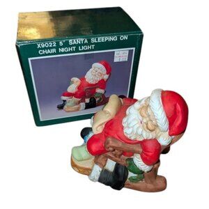 NEW Vintage Old Time Pottery 5" Santa Sleeping on Chair Ceramic Night Nite Light
